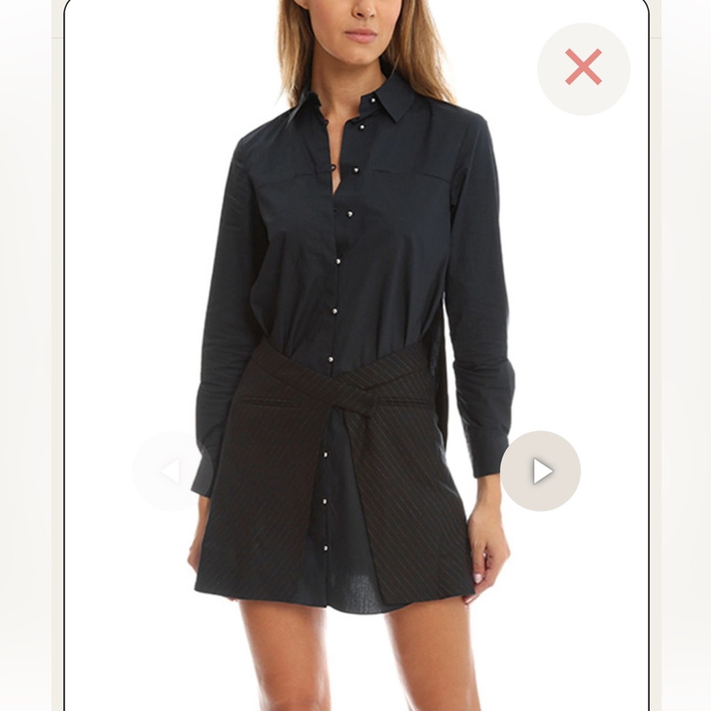NWT Derek Lam 10 Crosby Pinstripe Long Sleeve Shirtdress